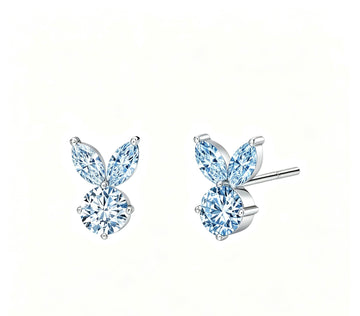 The White Rabbit Candy x Mia Liora Blue Moissanite Children's Stud Earrings in 925 Sterling Silver