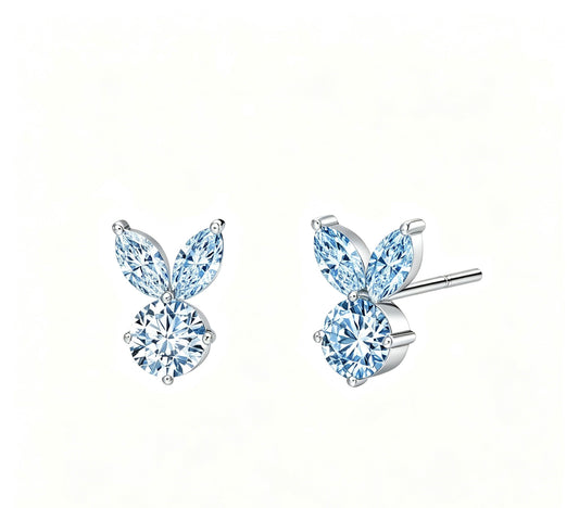 The White Rabbit Candy x Mia Liora Blue Moissanite Children's Stud Earrings in 925 Sterling Silver