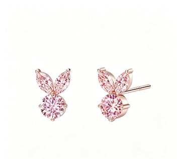 The White Rabbit Candy x Mia Liora Pink Moissanite Children's Stud Earrings in 925 Sterling Silver with Rose Gold Plating