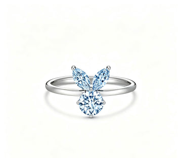The White Rabbit Candy x Mia Liora Blue Moissanite Children's Ring in 925 Sterling Silver