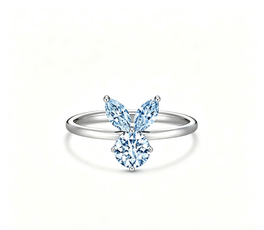The White Rabbit Candy x Mia Liora Blue Moissanite Children's Ring in 925 Sterling Silver