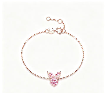 The White Rabbit Candy x Mia Liora Pink Moissanite Children's Bracelet in 925 Sterling Silver with Rose Gold Plating