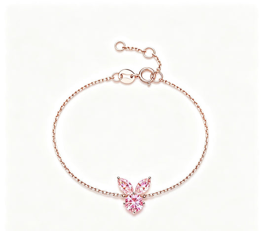The White Rabbit Candy x Mia Liora Pink Moissanite Children's Bracelet in 925 Sterling Silver with Rose Gold Plating