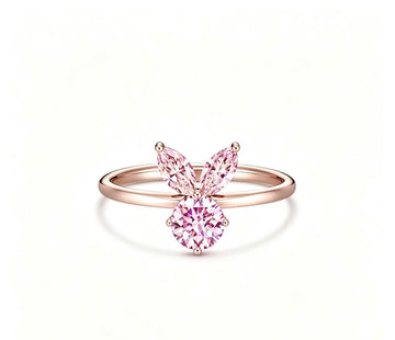 The White Rabbit Candy x Mia Liora Pink Moissanite Children's Ring in 925 Sterling Silver with Rose Gold Plating