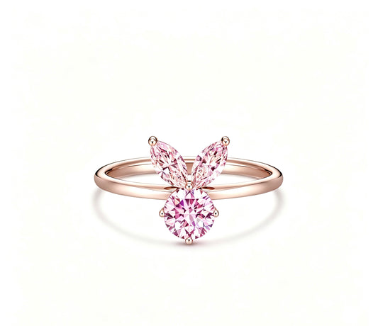 The White Rabbit Candy x Mia Liora Pink Moissanite Children's Ring in 925 Sterling Silver with Rose Gold Plating