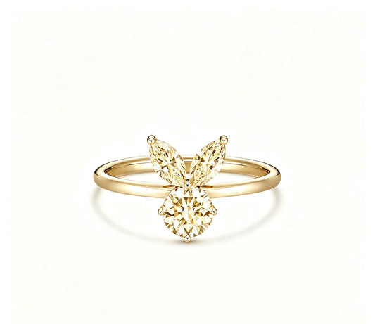The White Rabbit Candy x Mia Liora Yellow Moissanite Children's Ring in 925 Sterling Silver with Yellow Gold Plating