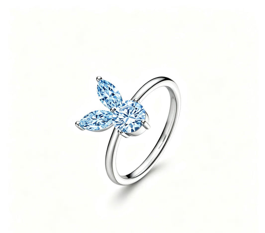 The White Rabbit Candy x Mia Liora Blue Moissanite Children's Ring in 925 Sterling Silver