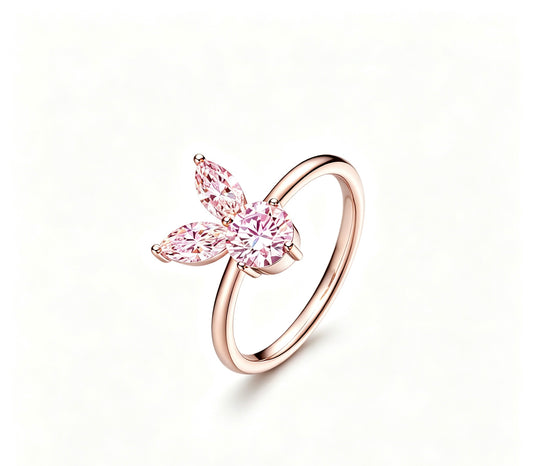 The White Rabbit Candy x Mia Liora Pink Moissanite Children's Ring in 925 Sterling Silver with Rose Gold Plating