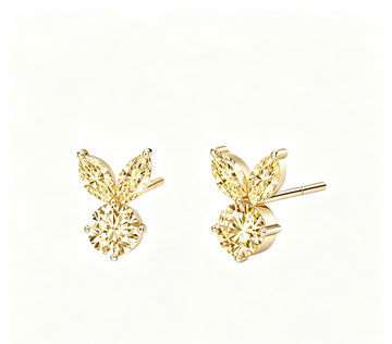 The White Rabbit Candy x Mia Liora Yellow Moissanite Children's Stud Earrings in 925 Sterling Silver with Yellow Gold Plating