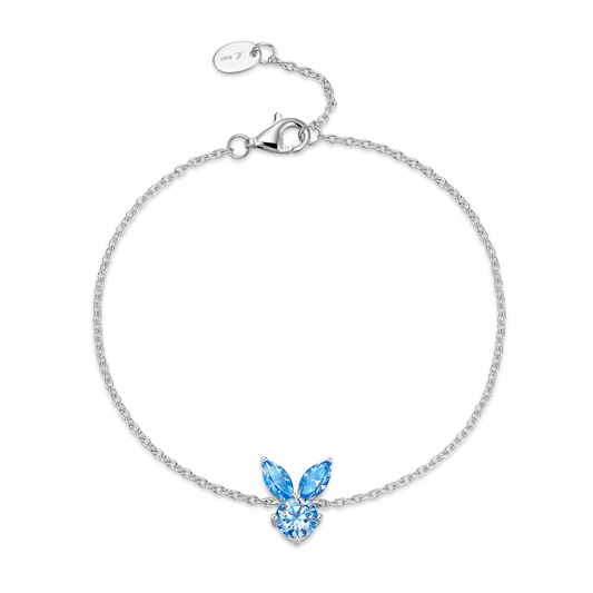 The White Rabbit Candy x Mia Liora Blue Moissanite Adult Bracelet in 925 Sterling Silver