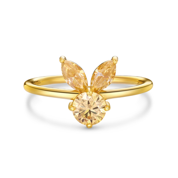 The White Rabbit Candy x Mia Liora Yellow Moissanite Adult Ring in 925 Sterling Silver with Yellow Gold Plating