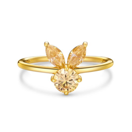 The White Rabbit Candy x Mia Liora Yellow Moissanite Adult Ring in 925 Sterling Silver with Yellow Gold Plating