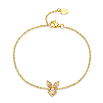 The White Rabbit Candy x Mia Liora Yellow Moissanite Adult Bracelet in 925 Sterling Silver with Yellow Gold Plating