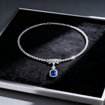 5.00ct Royal Blue Sapphire & Lab-Grown Diamond Azure Luminance Drop Necklace