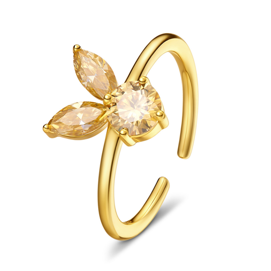 The White Rabbit Candy x Mia Liora Yellow Moissanite Adult Ring in 925 Sterling Silver with Yellow Gold Plating