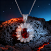 4.00ct Ruby and Diamond Eternal Flame Halo Pendant Necklace