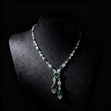 Verdant Grace Emerald and Lab Grown Diamond Lariat Necklace