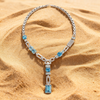 Azure Luminance Ocean Blue Paraiba and Lab Grown Diamond Art Deco Necklace