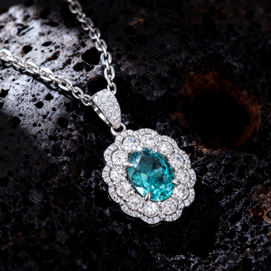 Verdant Grace Ocean Blue and Lab Grown Diamond Drop Necklace