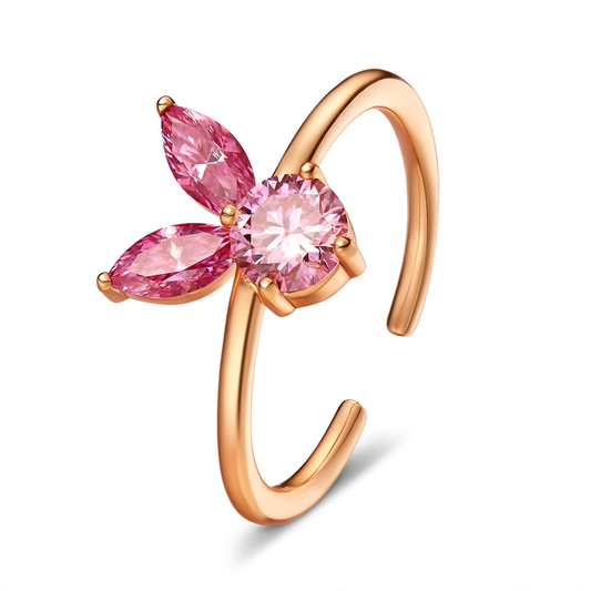 The White Rabbit Candy x Mia Liora Pink Moissanite Adult Ring in 925 Sterling Silver with Rose Gold Plating