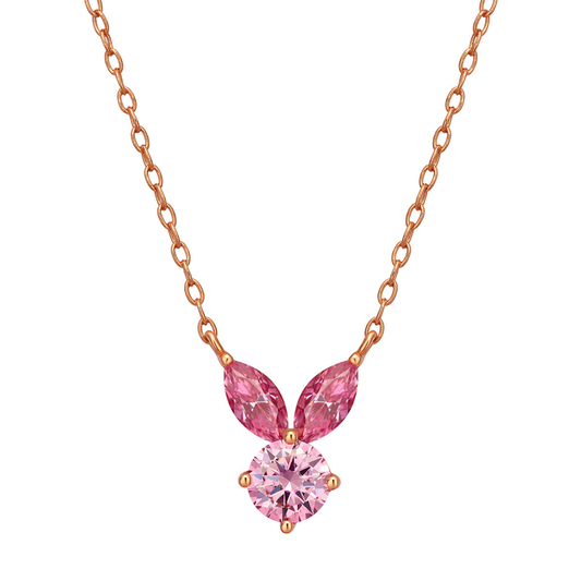 The White Rabbit Candy x Mia Liora Pink Moissanite Adult Pendant in 925 Sterling Silver with Rose Gold Plating