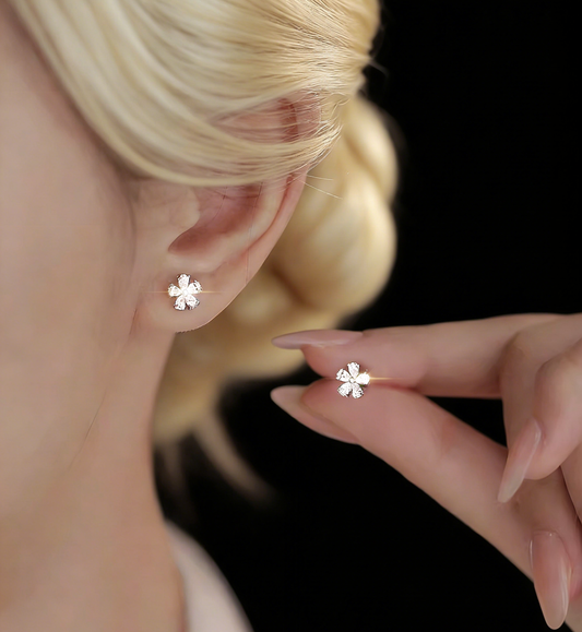 0.80 ct Pear Cut Five Petal Flower Lab Grown Diamond Stud Earrings