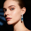 3.00ct Ocean Blue Paraiba and Lab Grown Diamond Art Deco Azure Luminance Drop Earrings