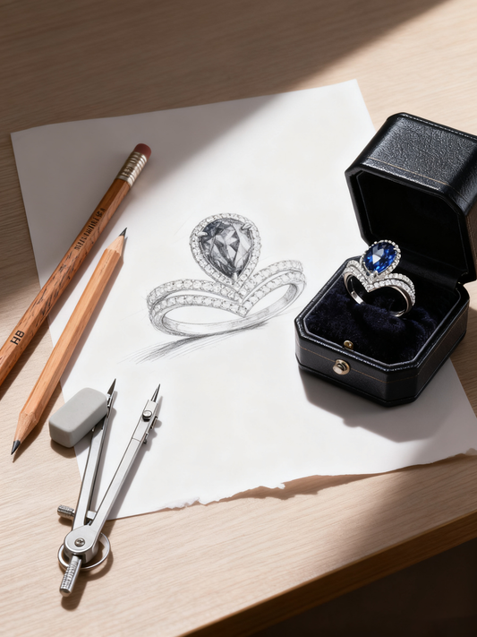 3.50ct Royal Blue Sapphire & Lab-Grown Diamond Azure Luminance Teardrop Ring