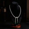 2.00ct Pear-Cut Emerald Drop & Lab-Grown Diamond Ribbon Necklace