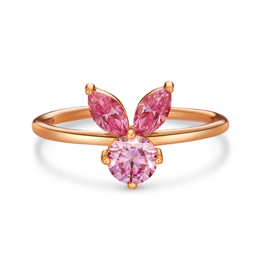 The White Rabbit Candy x Mia Liora Pink Moissanite Adult Ring in 925 Sterling Silver with Rose Gold Plating