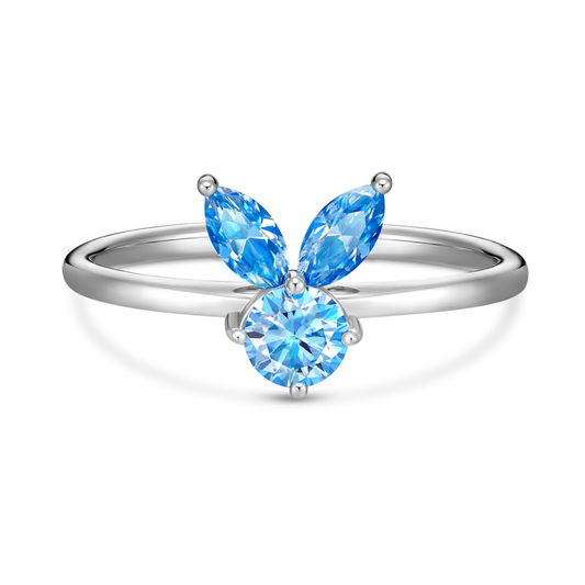 The White Rabbit Candy x Mia Liora Blue Moissanite Children's Ring in 925 Sterling Silver