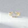 4.00ct Emerald Lab Grown Diamond Three-Stone Ring  with Trapezoid  Side Stones