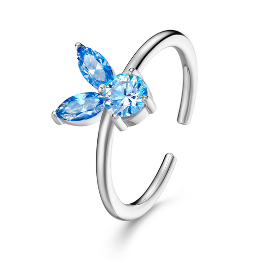 The White Rabbit Candy x Mia Liora Blue Moissanite Children's Ring in 925 Sterling Silver