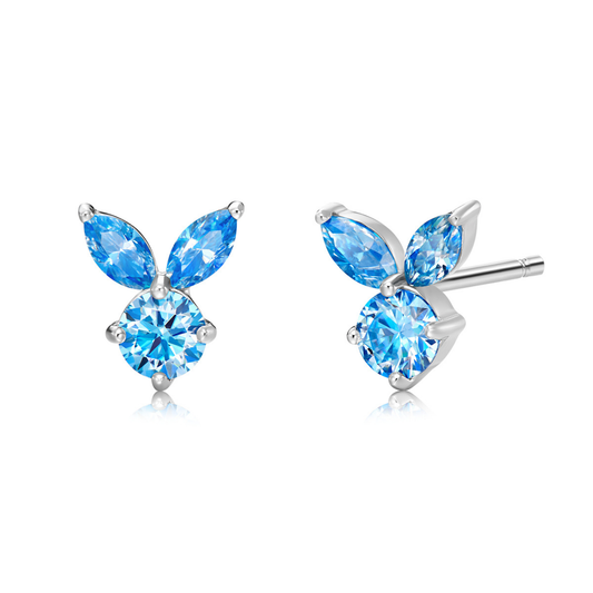 The White Rabbit Candy x Mia Liora Blue Moissanite Children's Stud Earrings in 925 Sterling Silver