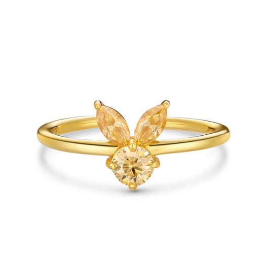 The White Rabbit Candy x Mia Liora Yellow Moissanite Children's Ring in 925 Sterling Silver with Yellow Gold Plating