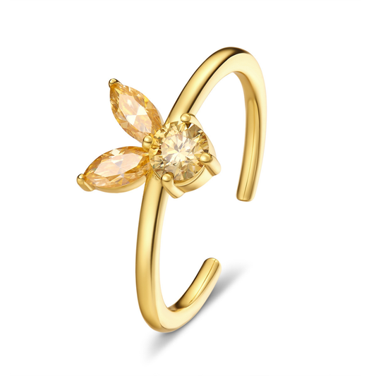 The White Rabbit Candy x Mia Liora Yellow Moissanite Children's Ring in 925 Sterling Silver with Yellow Gold Plating