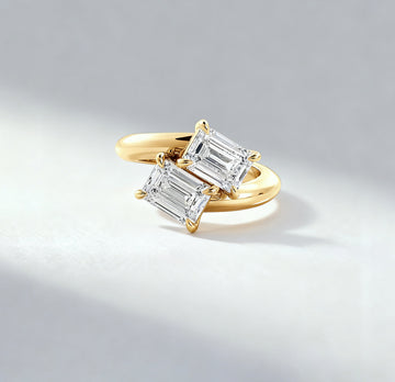 3.00ct Double Emerald Cut  (1.50ct each) Toi Et Moi Lab-Grown Diamond Ring