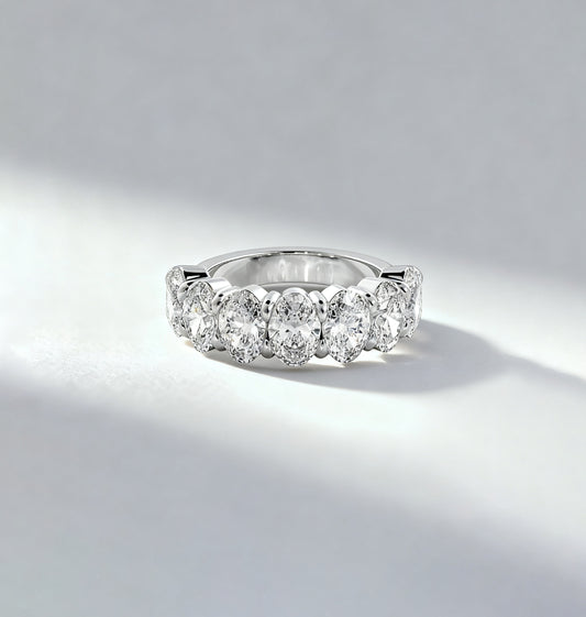 0.50ct Oval Cut Diamond Half-Circle Eternity Ring (3.50ct in Total)
