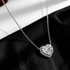 1.00 ct Heart Shape Lab-Grown Diamond Halo Pendant Necklace with 0.15 ct Side Stones