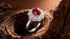 3.00ct Crimson Radiance Ruby and Lab Grown Diamond Floral Halo Ring