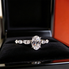 1.00 ct Oval Cut Lab Grown Diamond Ring with 0.30 ct six Marquise Side Stones