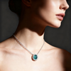 4.00ct Ocean Blue Paraiba & Lab-Grown Diamond Azure Luminance Halo Pendant Necklace