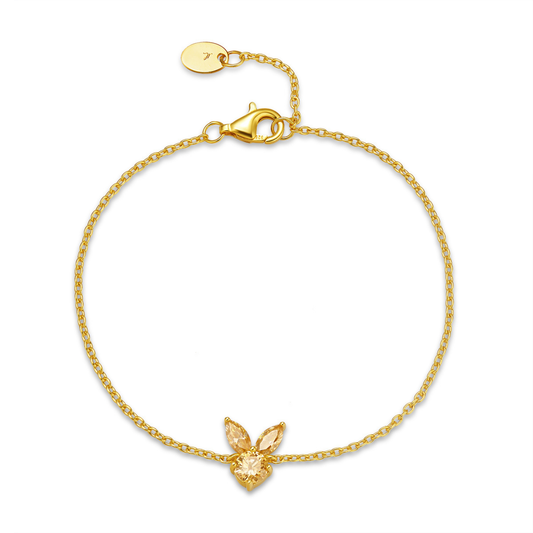The White Rabbit Candy x Mia Liora Yellow Moissanite Children's Bracelet in 925 Sterling Silver with Yellow Gold Plating
