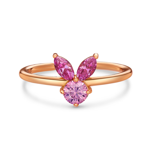 The White Rabbit Candy x Mia Liora Pink Moissanite Children's Ring in 925 Sterling Silver with Rose Gold Plating
