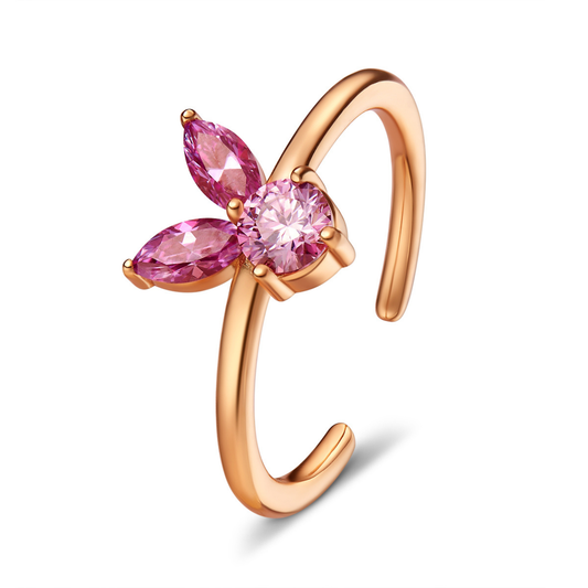 The White Rabbit Candy x Mia Liora Pink Moissanite Children's Ring in 925 Sterling Silver with Rose Gold Plating