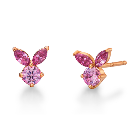 The White Rabbit Candy x Mia Liora Pink Moissanite Children's Stud Earrings in 925 Sterling Silver with Rose Gold Plating