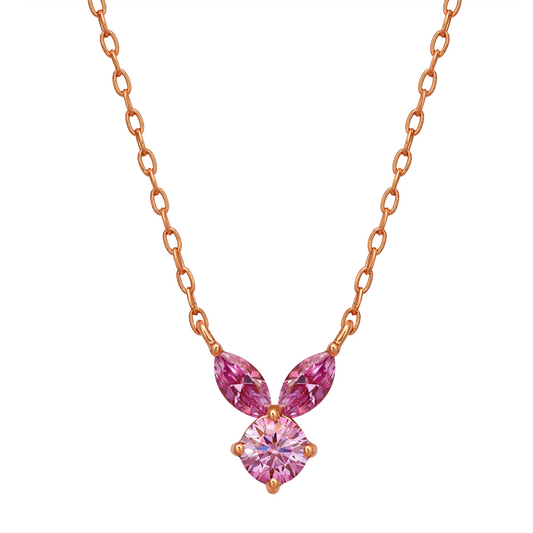 The White Rabbit Candy x Mia Liora Pink Moissanite Children's Pendant in 925 Sterling Silver with Rose Gold Plating