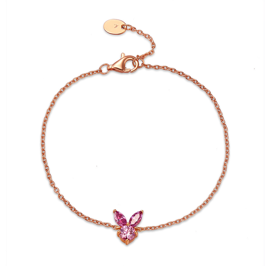 The White Rabbit Candy x Mia Liora Pink Moissanite Children's Bracelet in 925 Sterling Silver with Rose Gold Plating