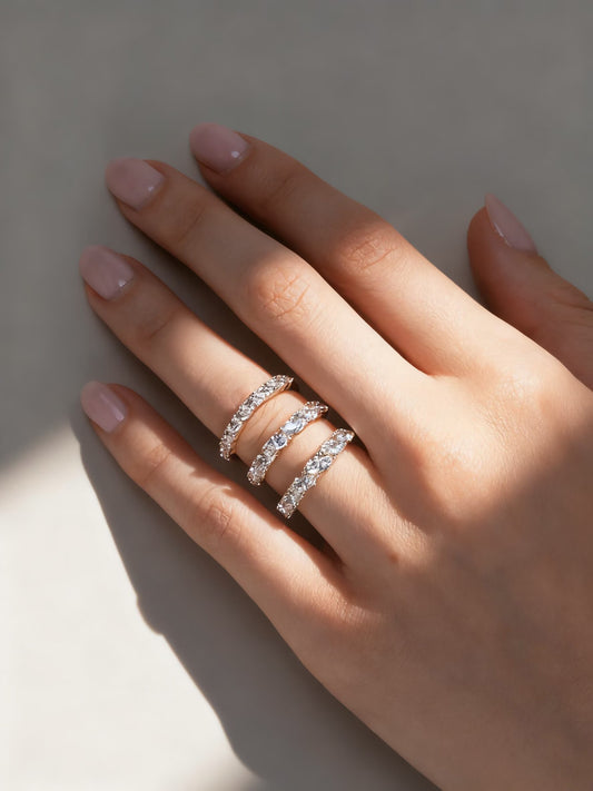 0.20 ct Marquise Cut  Diamond Half-Circle Eternity Ring (1.40 Carat in Total)