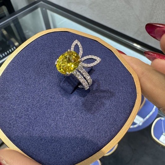 The White Rabbit Candy x Mia Liora Lab-Grown Canary & Bunny Ear Stacking Ring Set in 9K Solid Gold